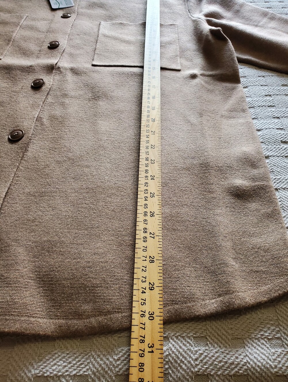NWT Quince Eco-Knit Milano Stitch Oversized Shirt Jacket Shacket Warm Taupe - Picture 6 of 12
